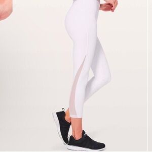 Lululemon train times white with mesh detail leggings - size 2 - like new
